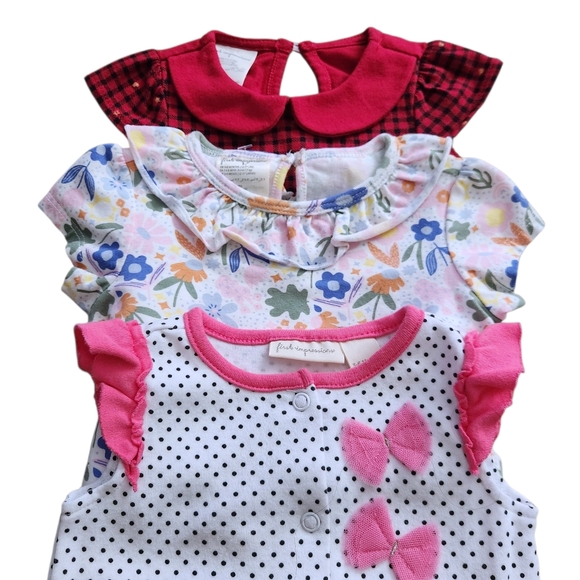 3-Piece First Impressions Baby Girl Floral Pink Red Bodysuit Set Size 3-6 Months - Picture 2 of 7
